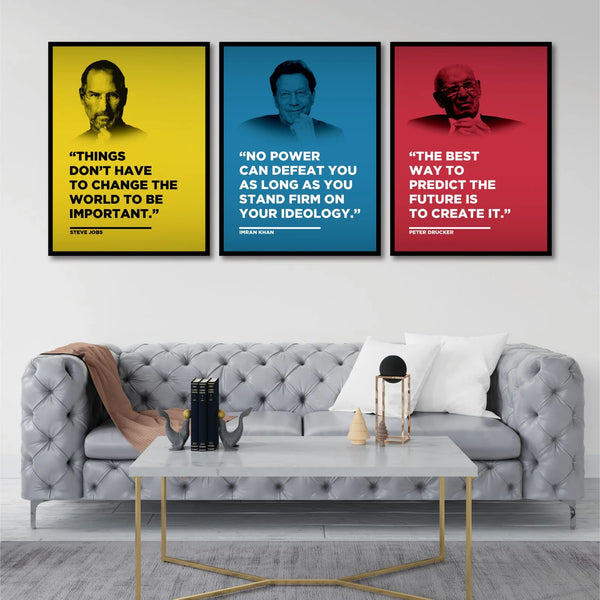 Set Of 3 Motivational Art(Steve Job, Imran Khan, Peter Drucker) - EVODIA PK STORE