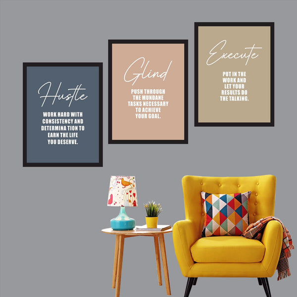 SET OF 3 MODERN MOTIVATIONAL WALL FRAMES - EVODIA PK STORE